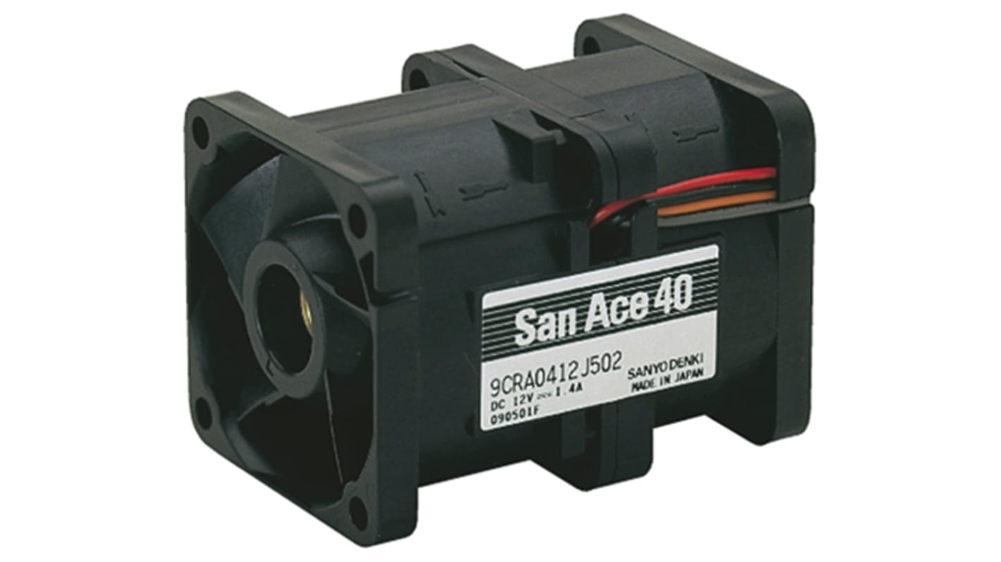 Sanyo Denki San Ace 9CRA Series Axial Fan, 12 V dc, DC Operation, 57m³/h, 21.6W, 1.8A Max, 40 x 40 x 56mm