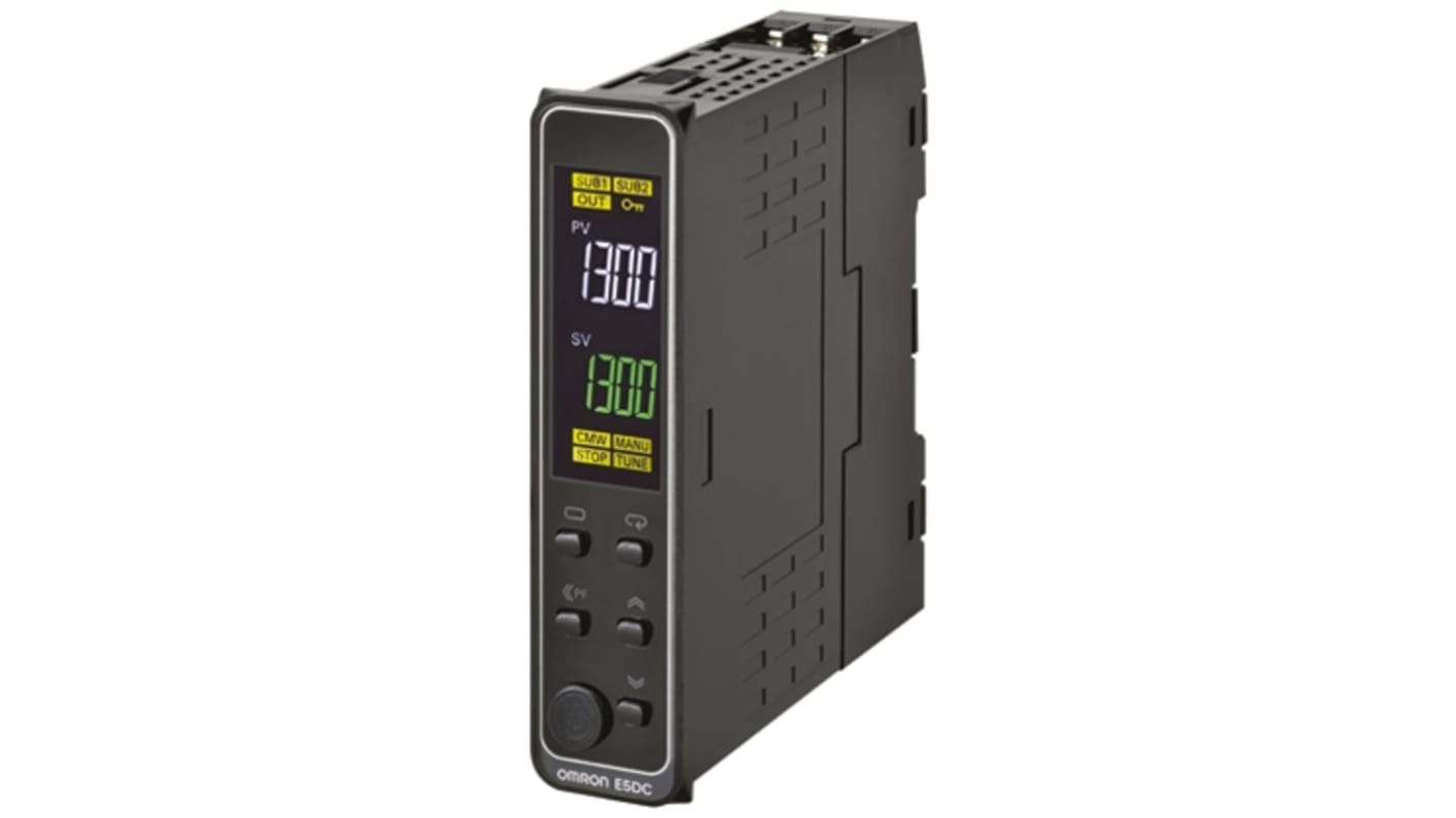 Omron E5DC DIN Rail, Panel Mount PID Temperature Controller, 22.5mm, 2 Output Relay, 100 → 240 V ac Supply Voltage