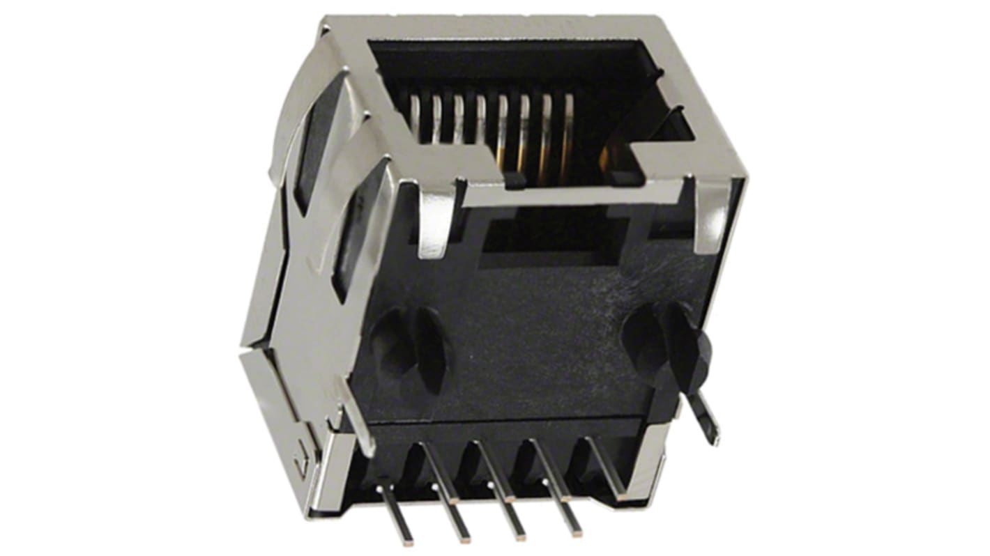 Molex 43202 Series Female RJ45 Connector, Through Hole, Cat3 Right Angle 8P8C -Way