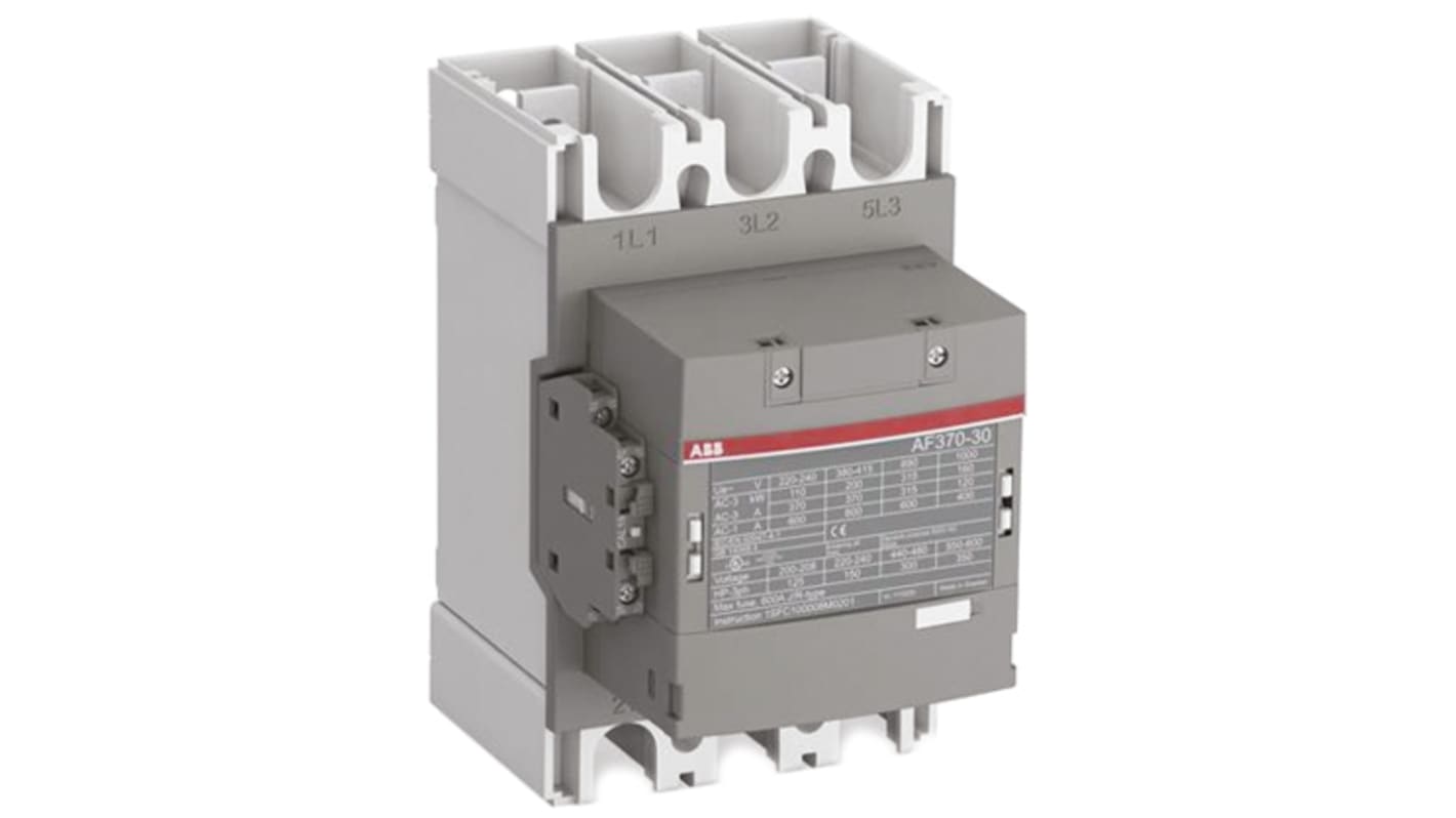 ABB AF370 AF Leistungsschütz 24 V ac/dc-Spule, 3 -polig , 690 V ac / 600 A 200 kW 3 Schließer 2-Hilfskontakte