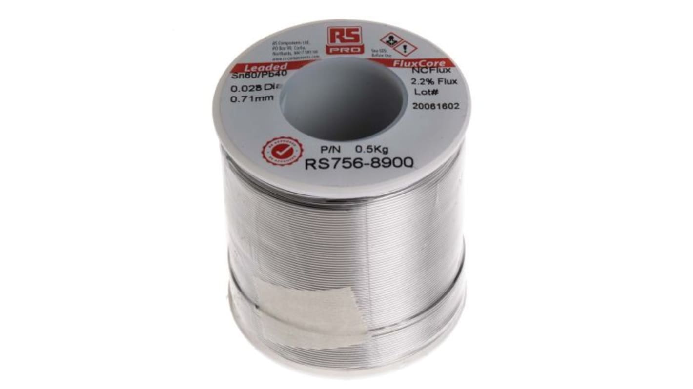 Lega saldante con piombo RS PRO, Ø 1.01mm, punto fusione 183°C, 500g