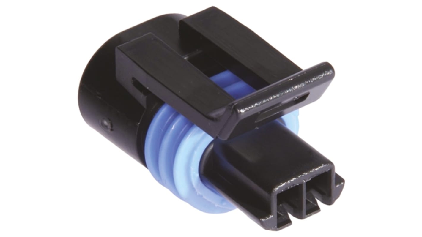Delphi, Metri-Pack 150.2 Pull-To-Seat Automotive Connector Socket Black Cable Mount 2 Way, Crimp Termination 12162193
