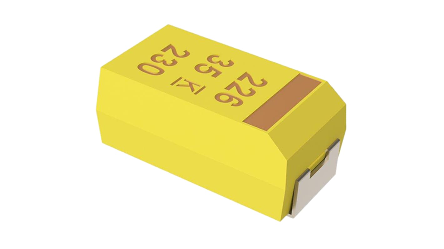 Condensatore al tantalio KEMET, 10μF, 50V cc, serie T491, ±10%, +125°C, package D