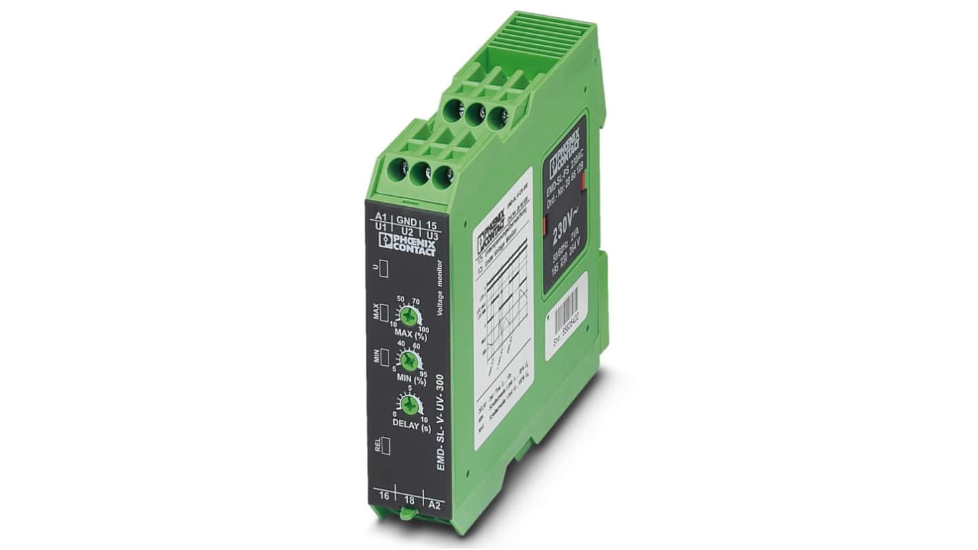 Relè di monitoraggio Tensione Phoenix Contact 2866035 serie EMD-SL-V-UV-300, SPDT