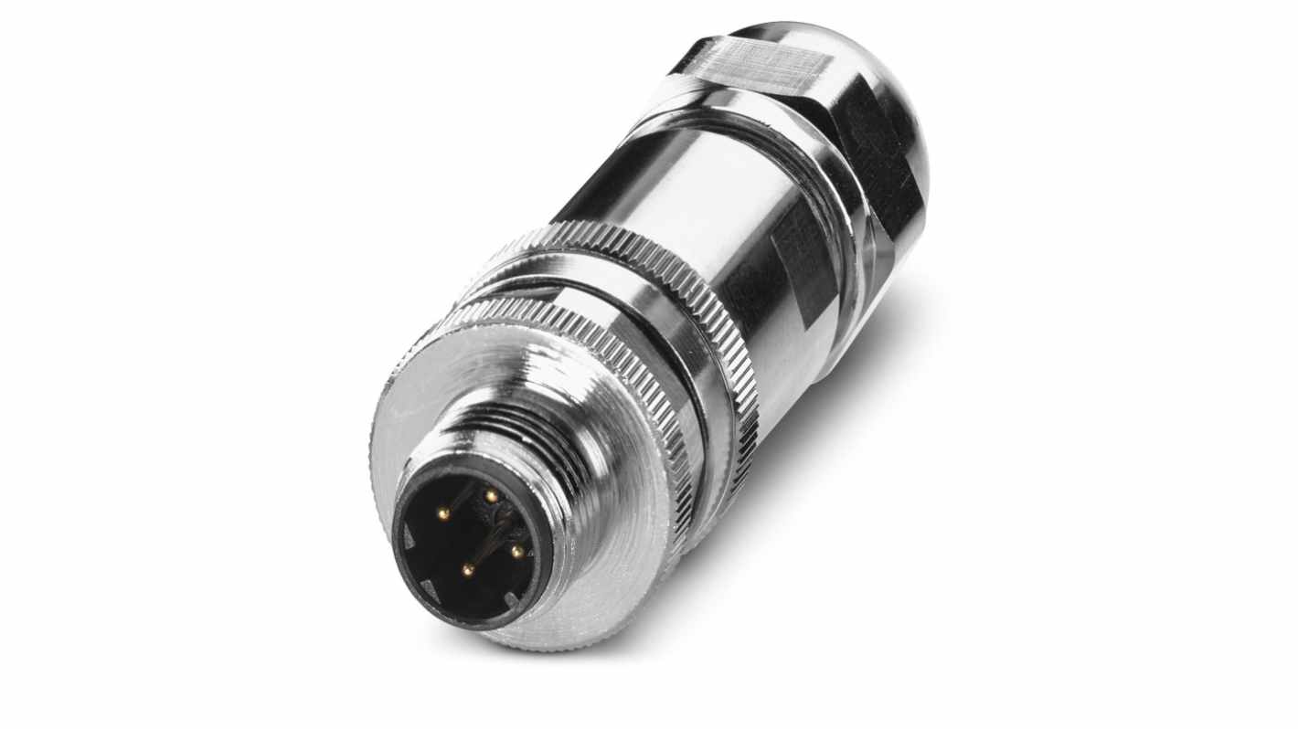 Phoenix Contact Circular Connector, 4 Contacts, Cable Mount, M12 Connector, Plug, Male, IP67, SACC Series