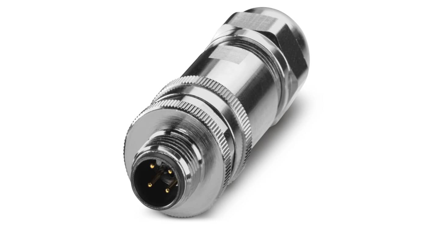 Phoenix Contact Circular Connector, 4 Contacts, Cable Mount, M12 Connector, Plug, Male, IP67, SACC Series