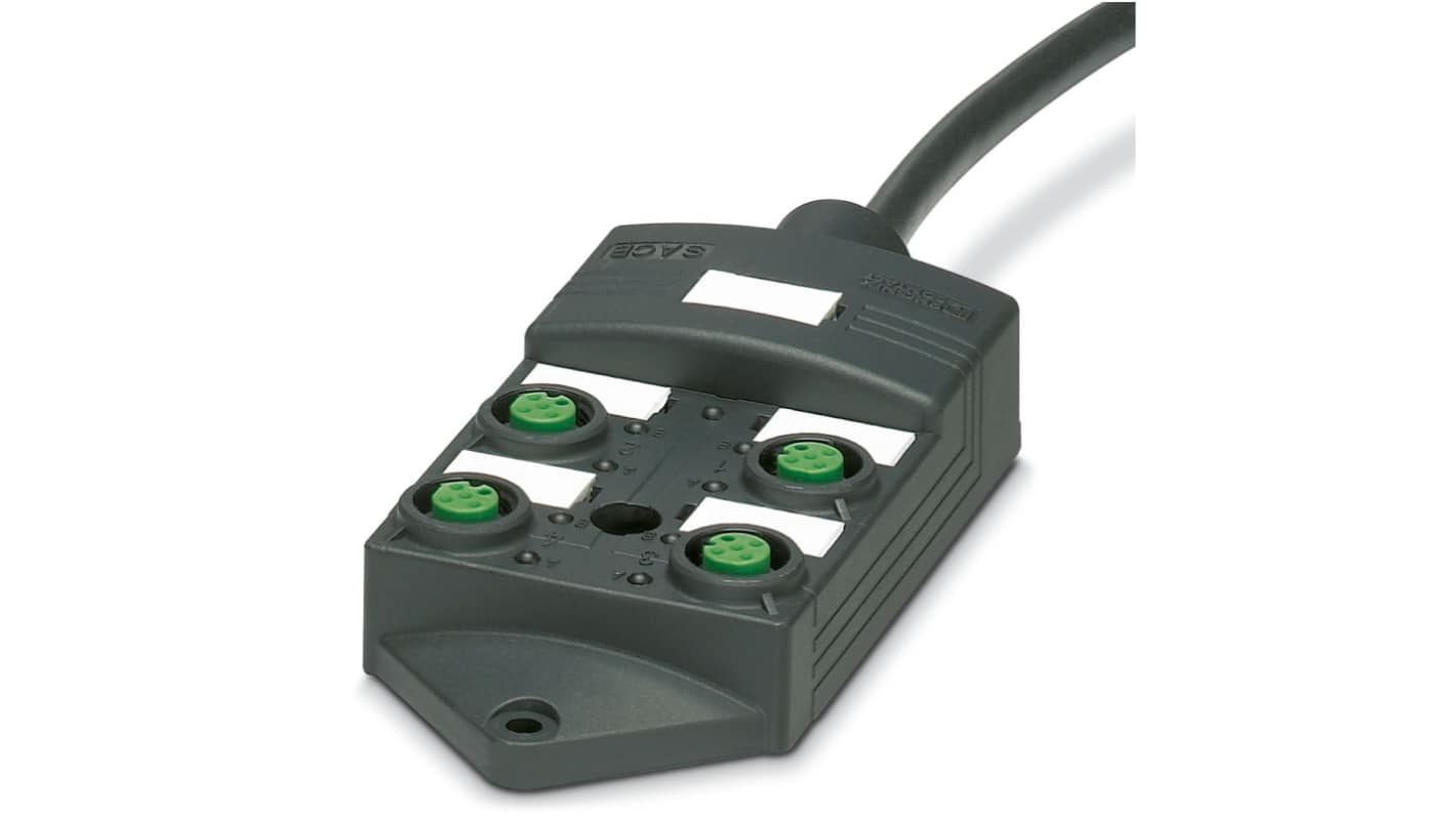Phoenix Contact SACB Series Sensor Box, M12, 5m cable, 4 way, 4 port