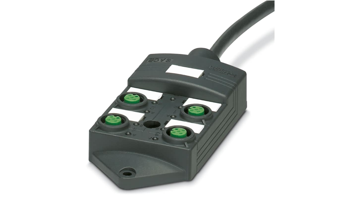 Phoenix Contact SACB Series Sensor Box, M12, 5m cable, 5 way, 4 port