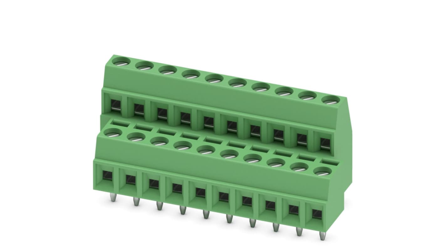 Phoenix Contact MKKDS 1/10-3.81 Series PCB Terminal Block, 10-Contact, 3.81mm Pitch, Through Hole Mount, 2-Row, Screw