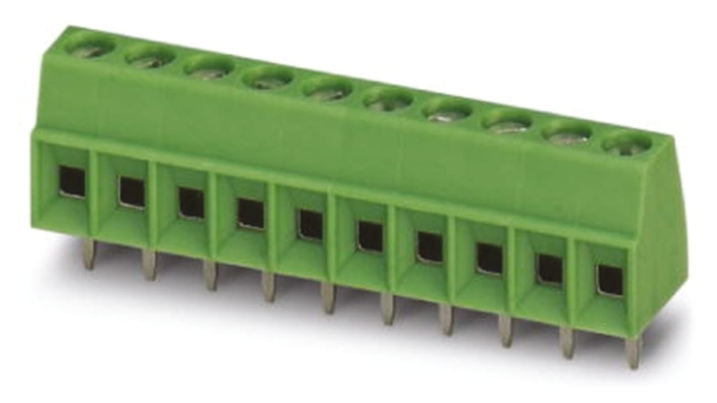 Borne para PCB Macho Phoenix Contact de 6 vías , paso 3.5mm, 13.5A, de color Verde, montaje Montaje en orificio