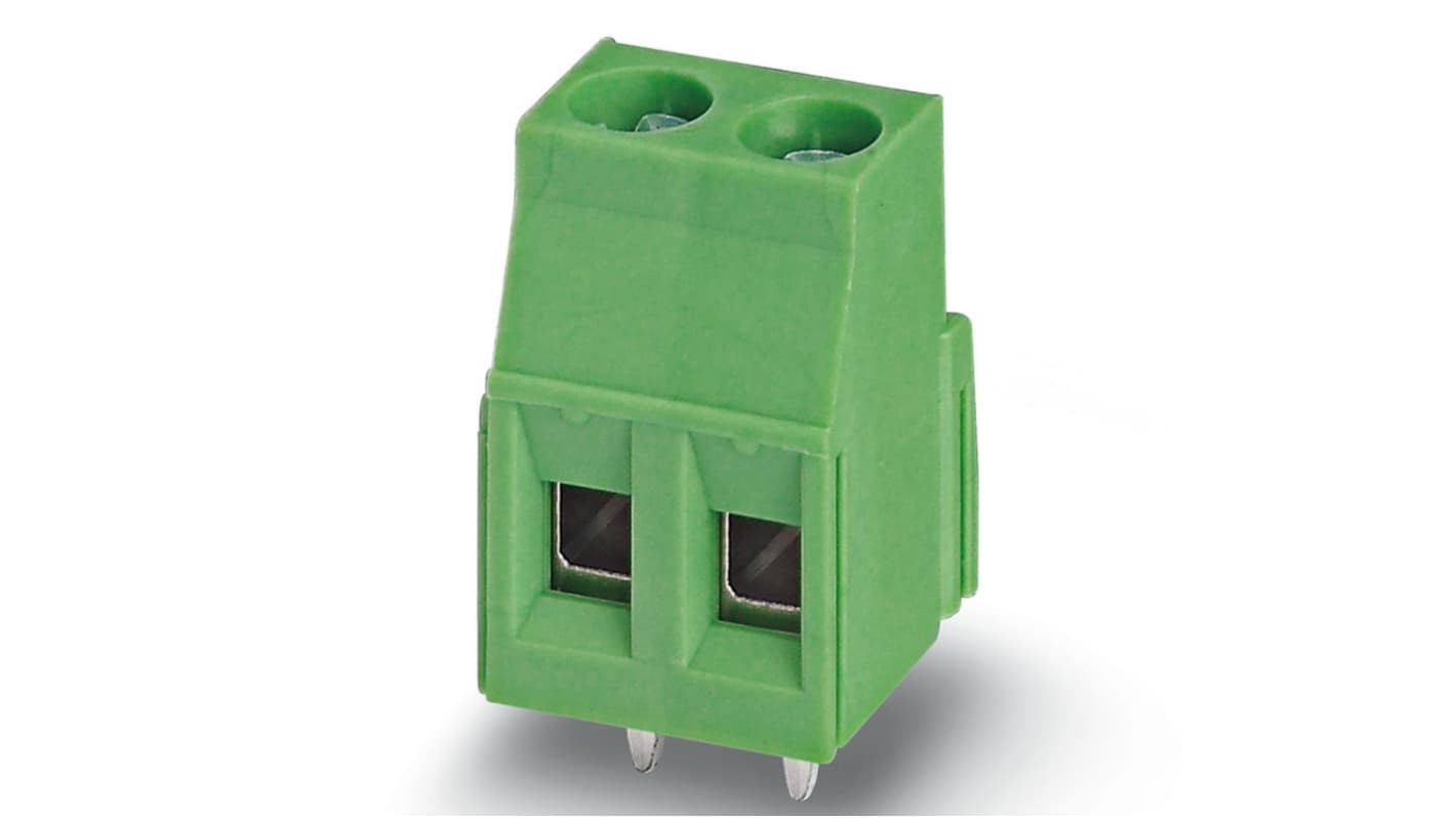 Phoenix Contact MKDSN 2.5/3 BD:1-3 Series PCB Terminal Block, 3-Contact, 5mm Pitch, Through Hole Mount, 1-Row, Screw