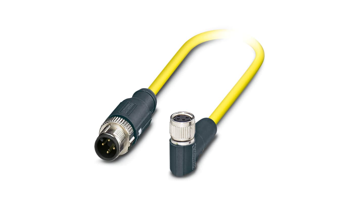 Phoenix Contact Right Angle Female 4 way M8 to Straight Male 4 way M12 Sensor Actuator Cable, 1.5m