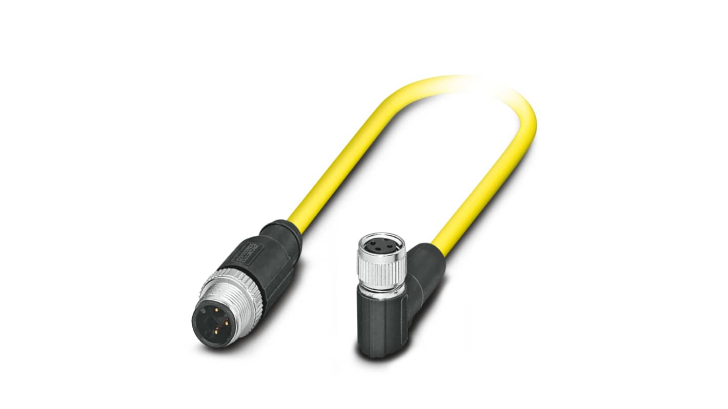 Phoenix Contact Right Angle Female 3 way M8 to Straight Male 3 way M12 Sensor Actuator Cable, 1.5m
