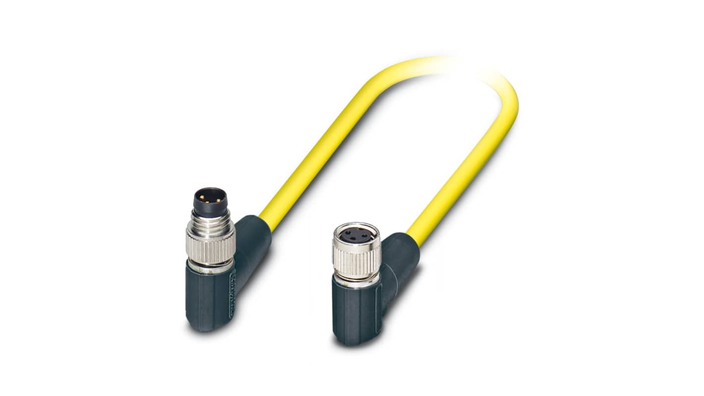 Phoenix Contact Right Angle Female 3 way M8 to Right Angle Male 3 way M8 Sensor Actuator Cable, 5m