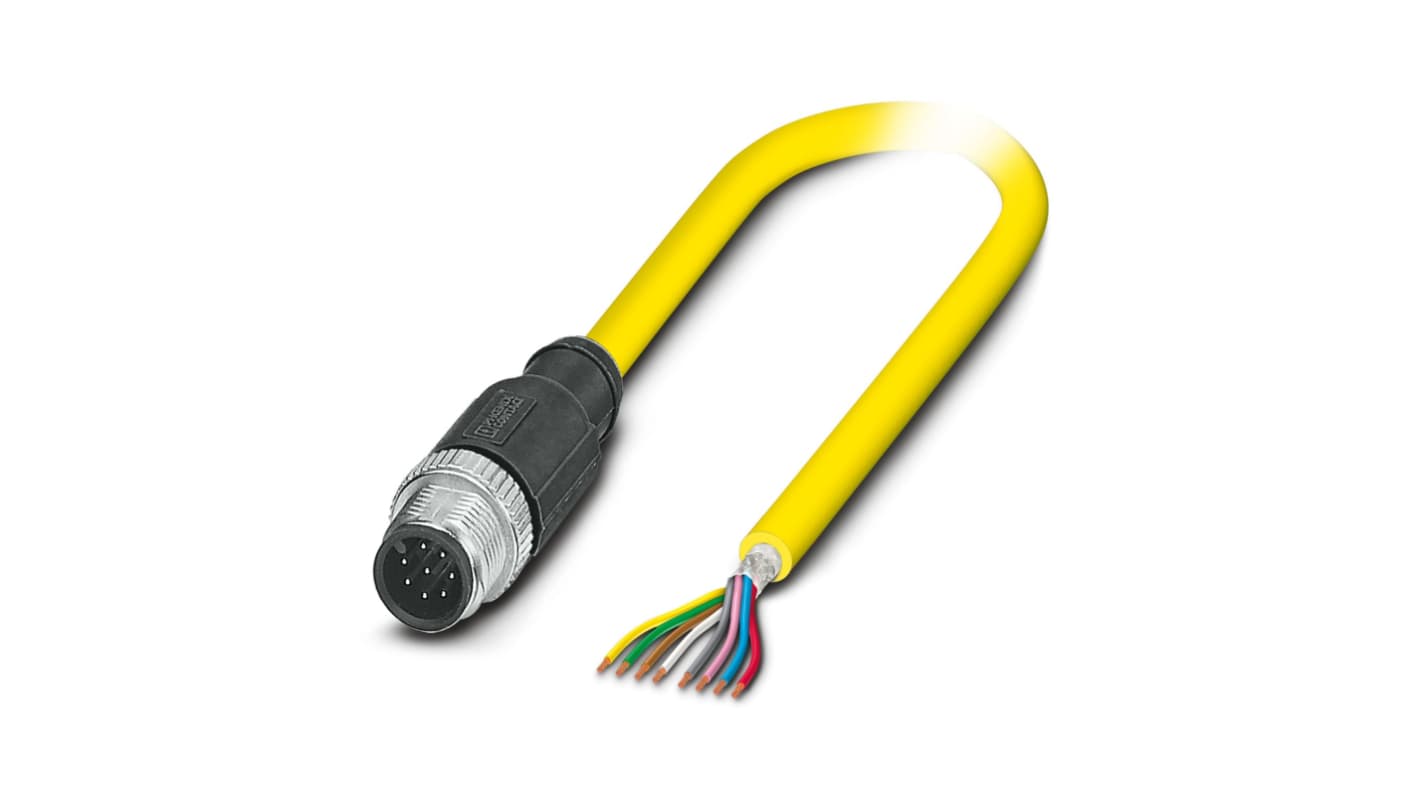 Phoenix Contact Straight Male 8 way M12 to Unterminated Sensor Actuator Cable, 5m