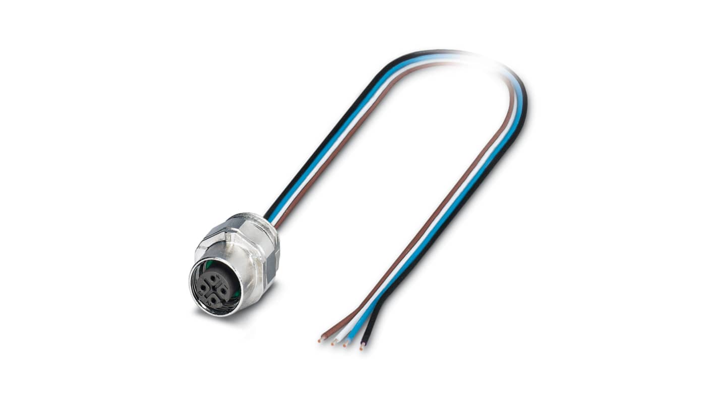 Phoenix Contact Straight Female 4 way M12 to Unterminated Sensor Actuator Cable, 2m