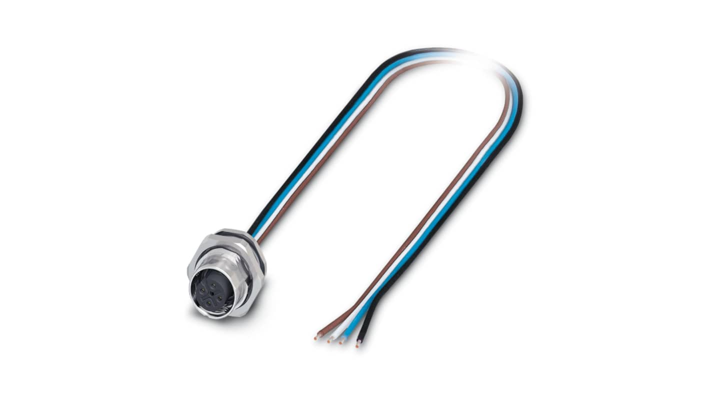Phoenix Contact Straight Female 4 way M12 to Unterminated Sensor Actuator Cable, 0.5m