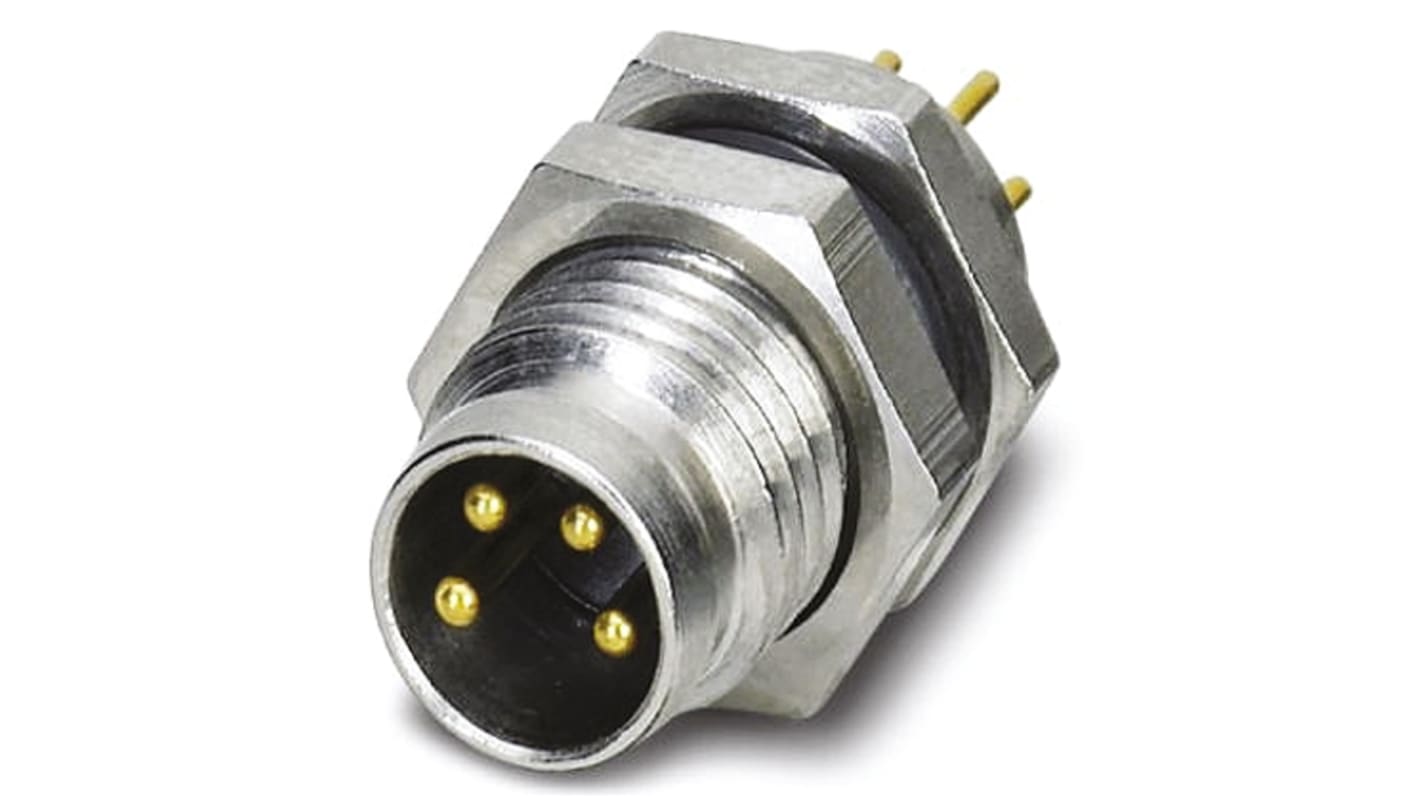 Phoenix Contact Circular Connector, 4 Contacts, Bulkhead Mount, M8 Connector, Plug, Male, IP67, SACC Series