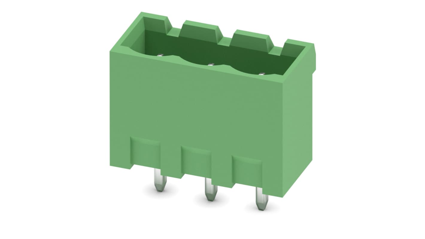Phoenix Contact, 5.0mm Pitch, COMBICON MSTBVA, 3 Way, , Pluggable Terminal Block, Header, Solder Termination, 1755529