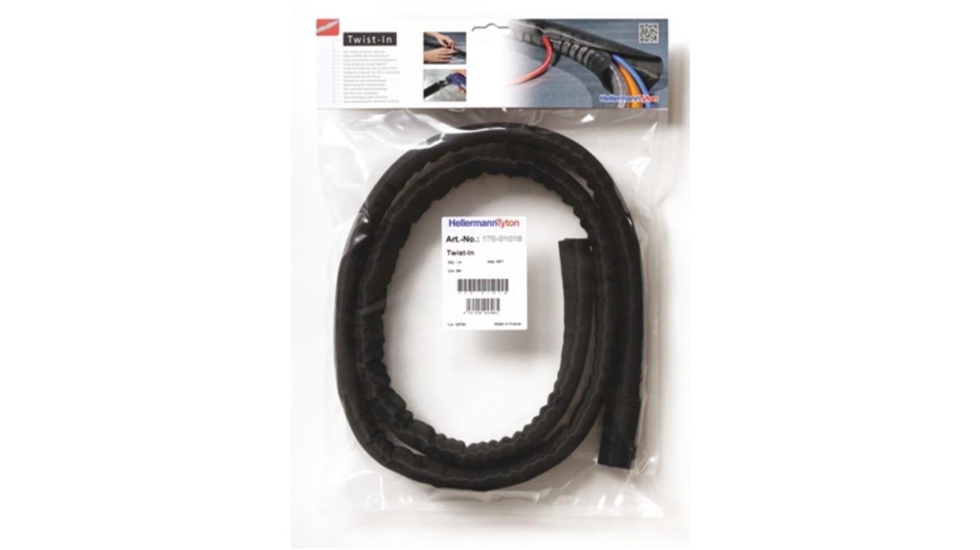 HellermannTyton Helagaine Kabelschlauch Schwarz PET für Kabel-Ø 29mm bis 32mm, Länge 2m Umflochten