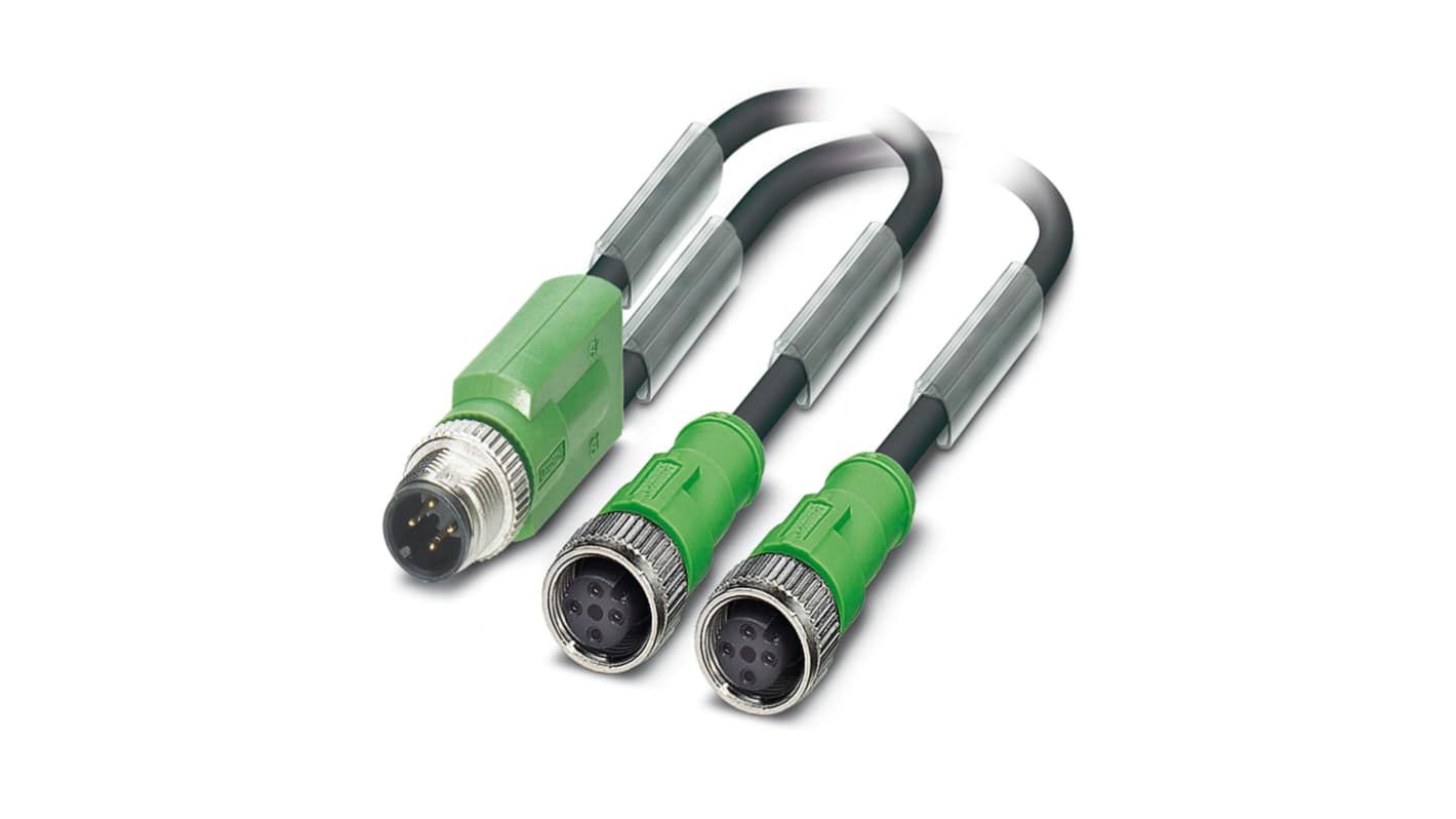 Phoenix Contact Straight Female 3 way M12 to Straight Male 3 way M12 Sensor Actuator Cable, 300mm
