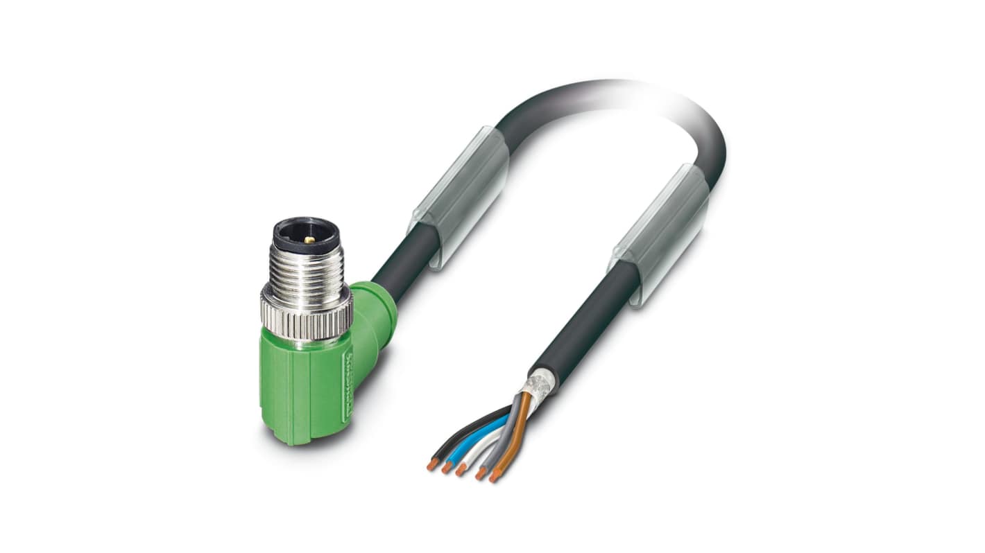 Phoenix Contact Right Angle Male 5 way M12 to Unterminated Sensor Actuator Cable, 1.5m