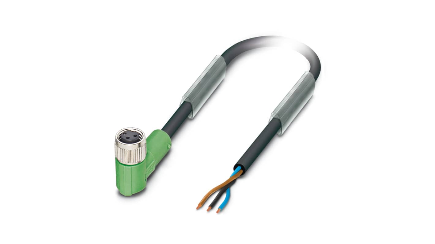 Cable de conexión Phoenix Contact, con. A M8 Hembra, 3 polos, con. B Sin terminación, cod.: A, long. 10m