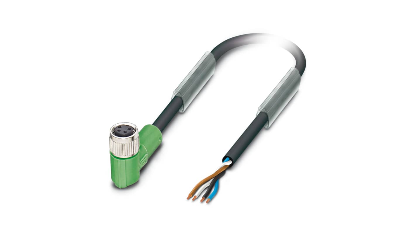 Phoenix Contact Right Angle Female 4 way M8 to Unterminated Sensor Actuator Cable, 10m