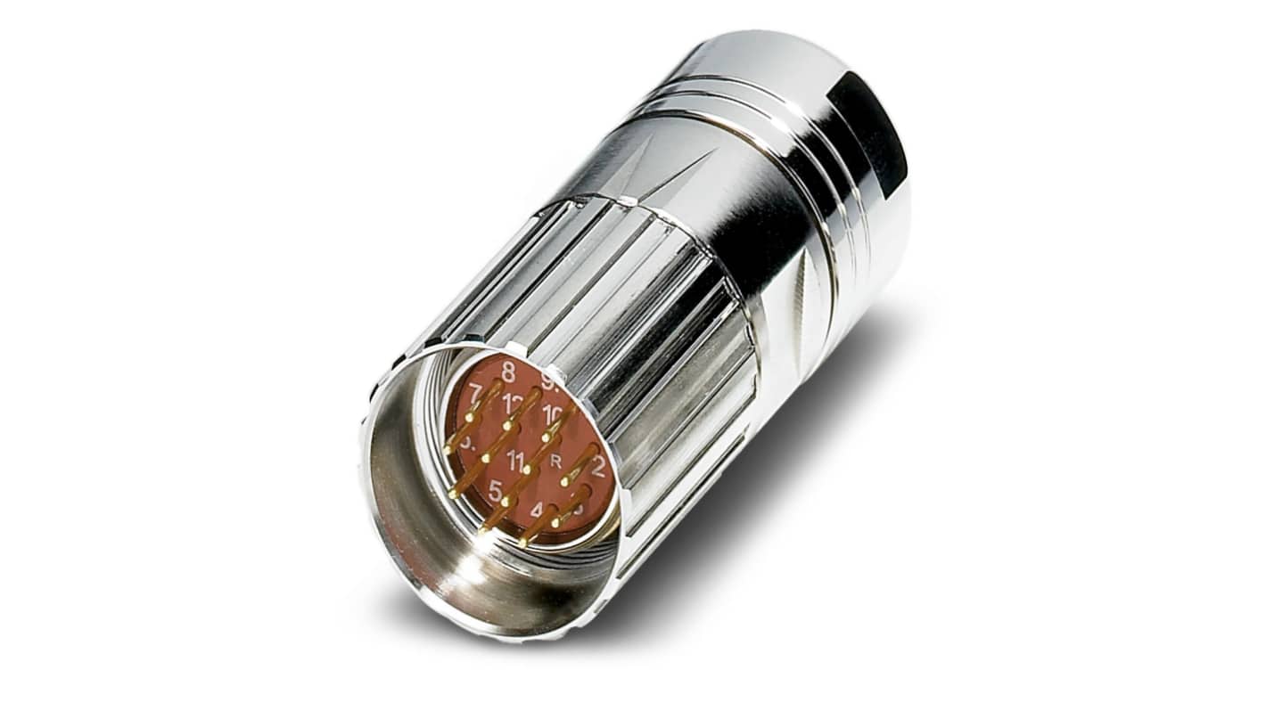 Phoenix Contact M23圆形连接器插座, 12芯, 电缆安装, 压接端接, 8.0A, 48V 交流, IP67, RF-12P1N8A80DU系列