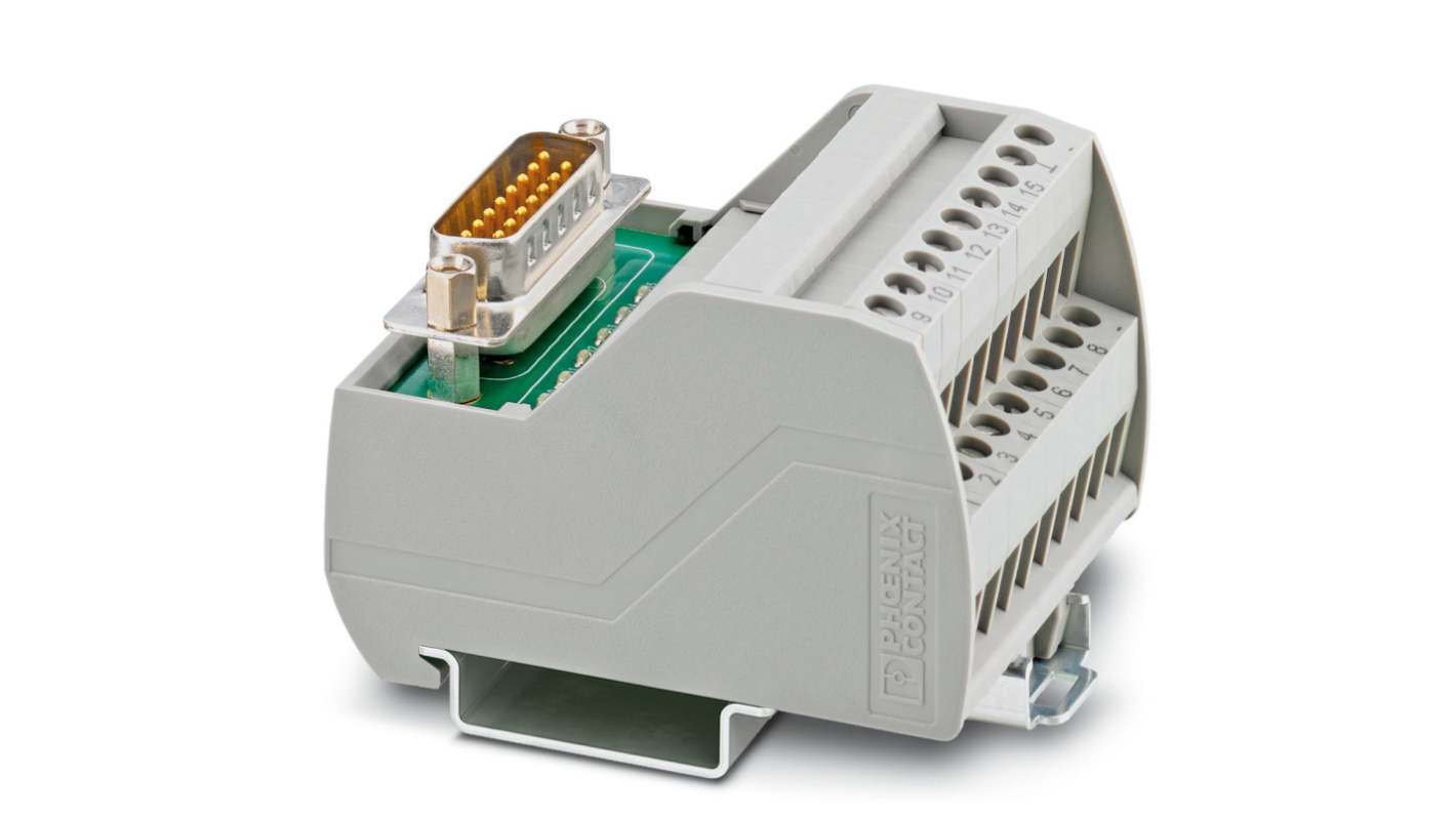 Phoenix Contact 15-Contact Male Interface Module, D-sub Connector, DIN Rail Mount, 2.5A