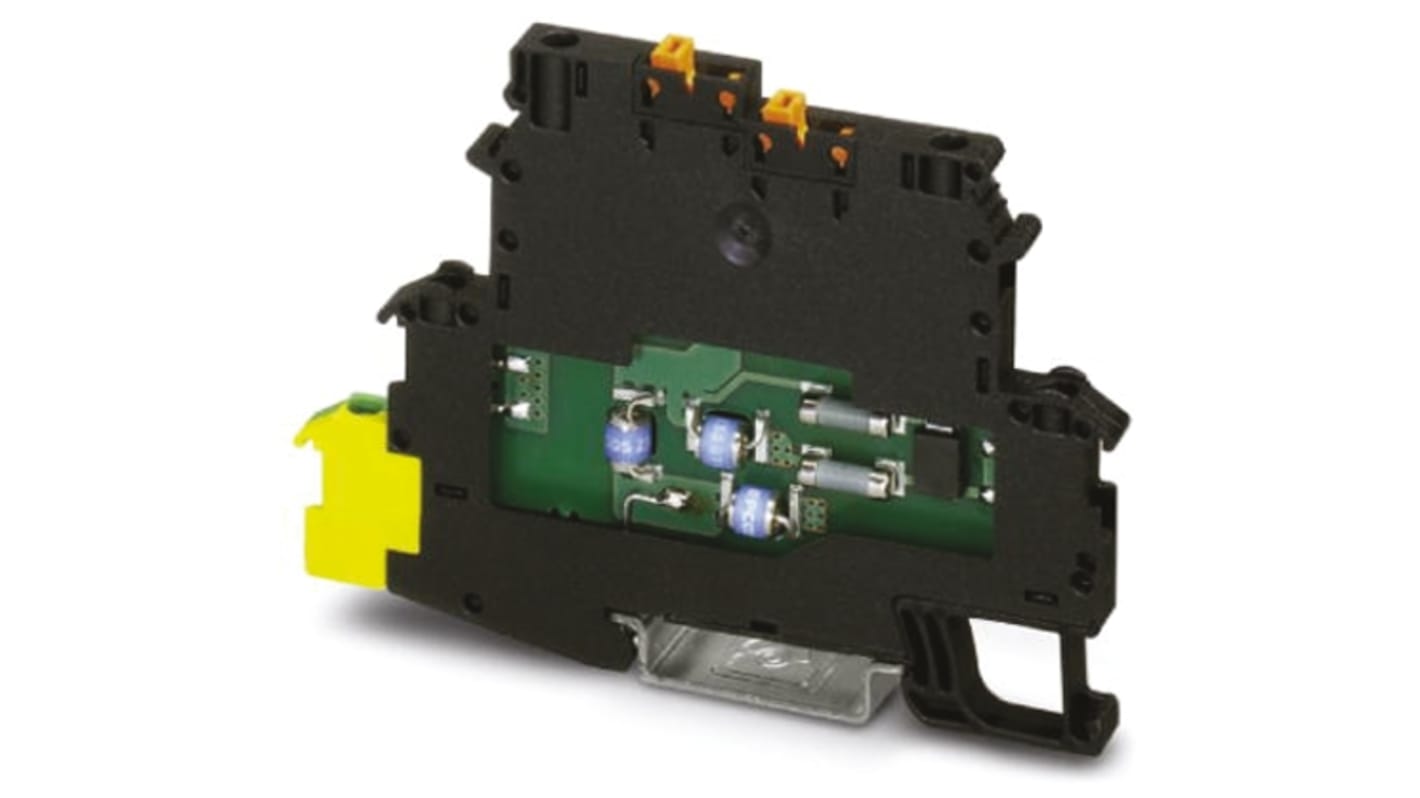 Phoenix Contact, TT-2-PE-M-24DC Surge Protector 21 V ac, 30 V dc Maximum Voltage Rating 10kA Maximum Surge Current