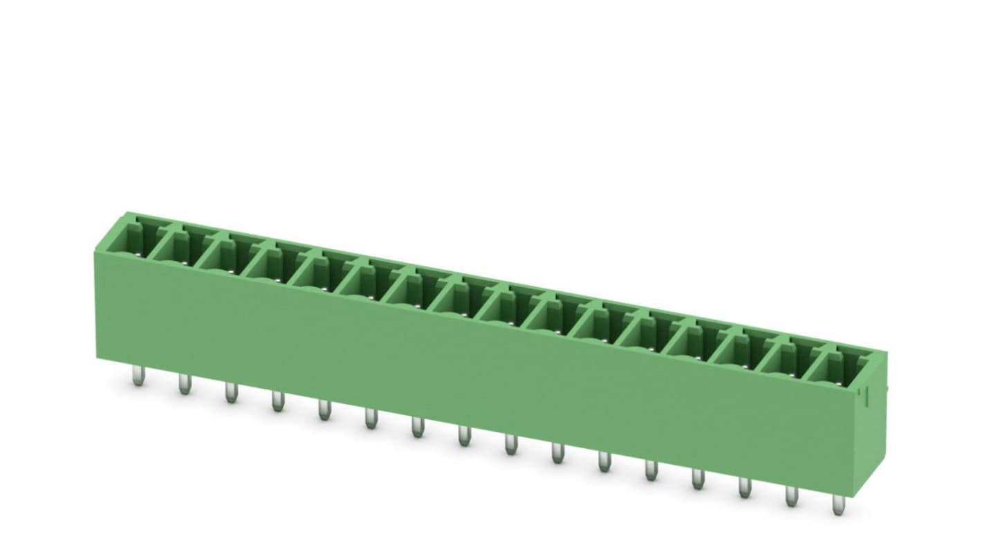 Conector macho para PCB Phoenix Contact serie MCV 1.5/16-G-3.81 de 16 vías, 1 fila, paso 3.81mm, para soldar, Orificio