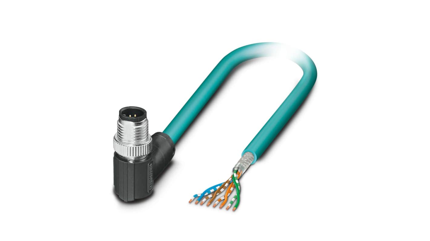 Phoenix ContactNBC-MR/ 2.0-94B SCO US, 2m Cat5, Blue M12 to Male Unterminated Shielded, Terminated
