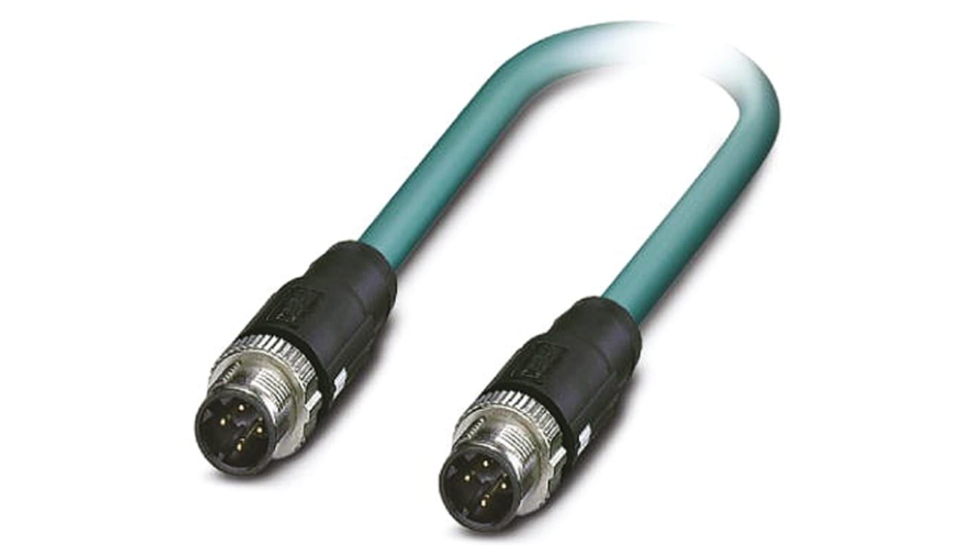 Phoenix ContactNBC-MSD/ 0.5-93E/MSD SCO US, 500mm Cat5, Blue M12 to Male M12 Male Shielded, Terminated PUR Sheath