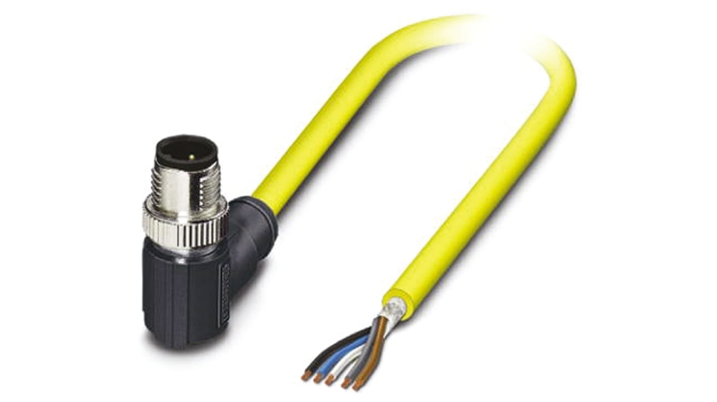 Phoenix Contact Right Angle Male 5 way M12 to Unterminated Sensor Actuator Cable, 10m