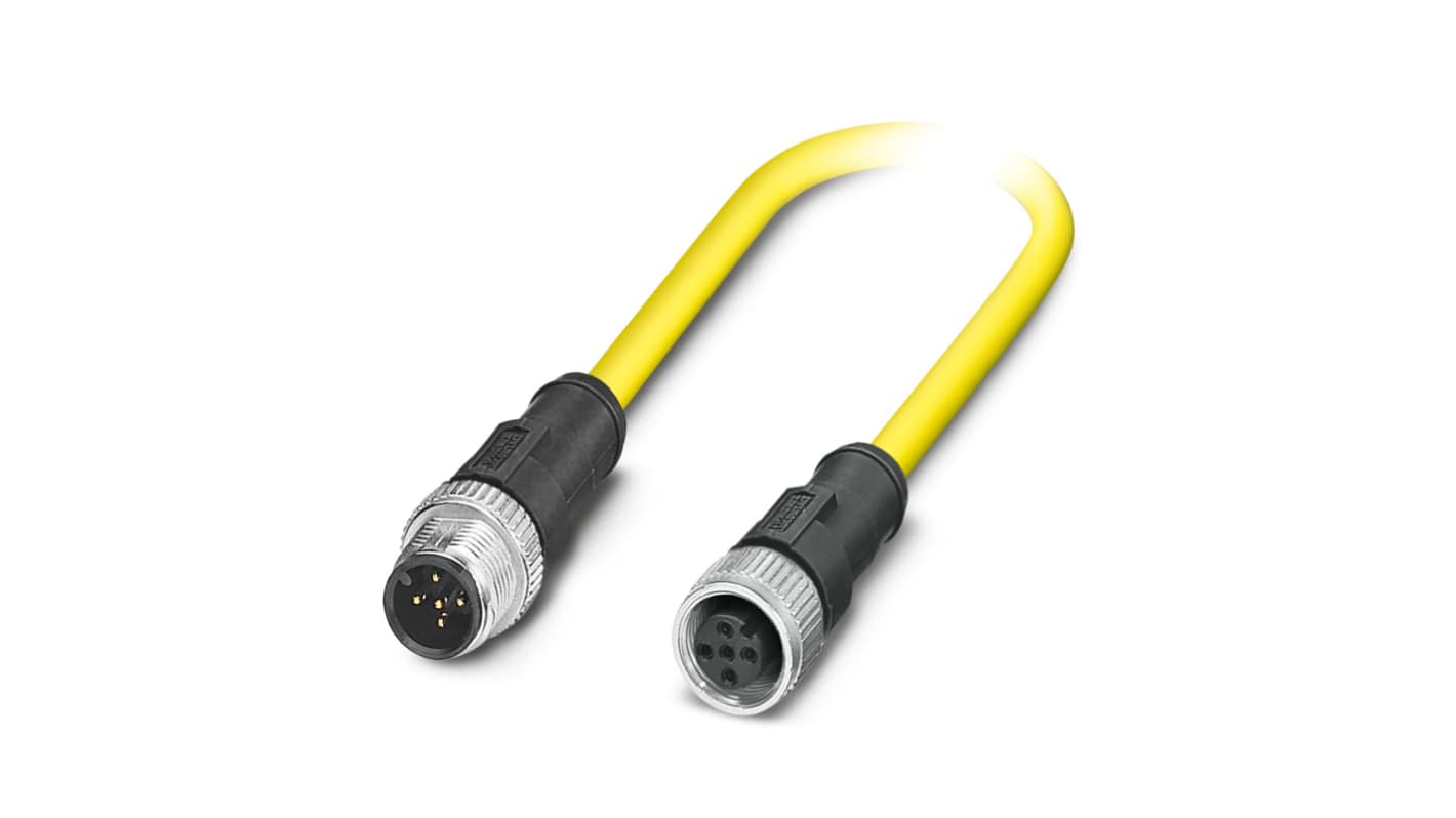 Phoenix Contact Straight Female 5 way M12 to Straight Male 5 way M12 Sensor Actuator Cable, 1.5m