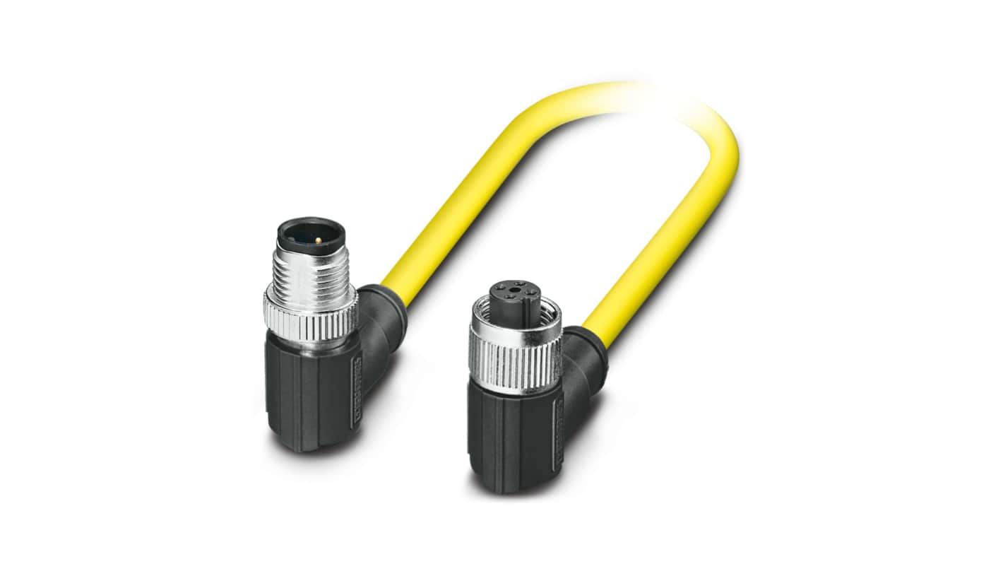 Phoenix Contact Right Angle Female 4 way M12 to Right Angle Male 4 way M12 Sensor Actuator Cable, 500mm