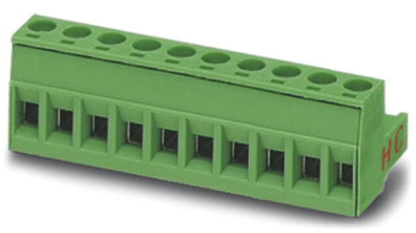 Phoenix Contact 5.08mm Pitch 10 Way Pluggable Terminal Block, Plug, Plug-In, Screw Termination