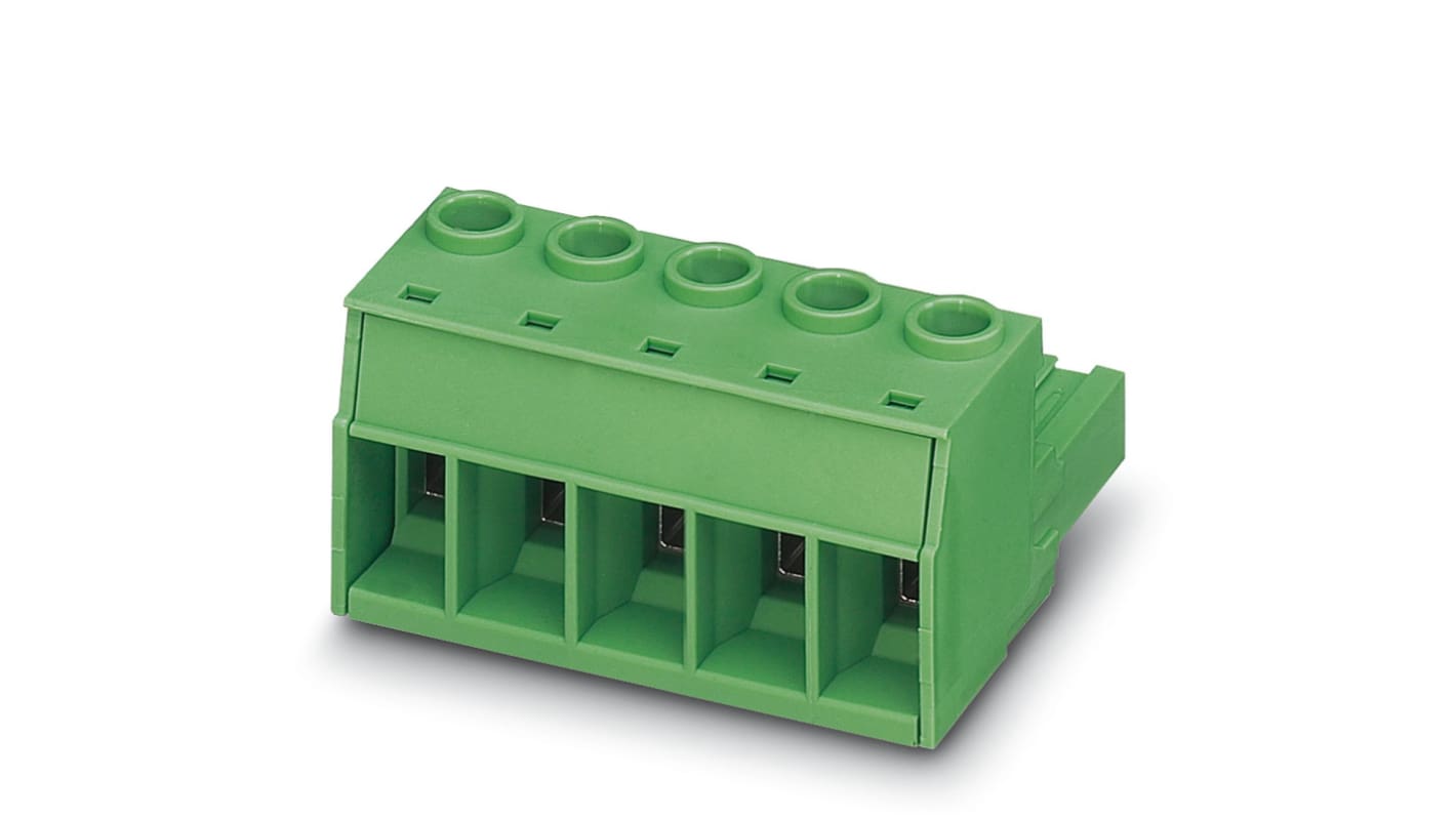 Phoenix Contact, 10.16mm Pitch, PC 16/3-ST-10.16, 3 Way, , Pluggable Terminal Block, Plug, Plug-In, Screw Termination,