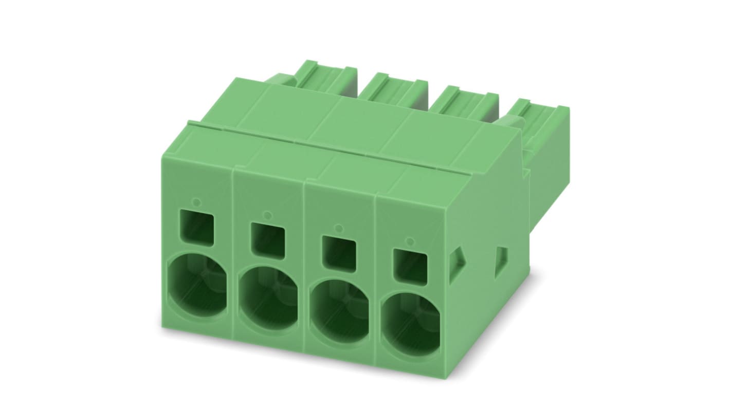 Phoenix Contact, 7.62mm Pitch, SPC 5/ 4-ST-7.62, 4 Way, , Pluggable Terminal Block, Plug, Plug-In, Spring Cage