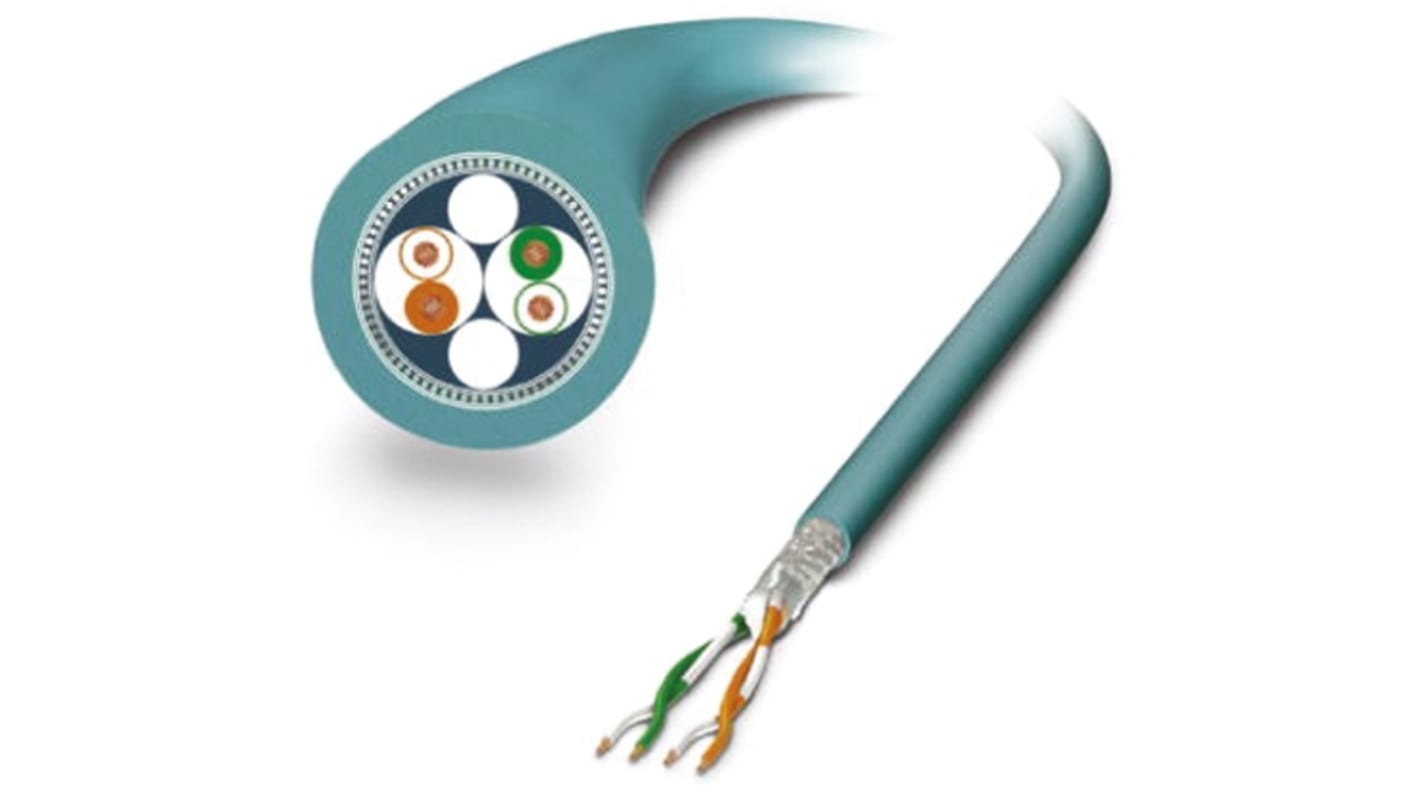 Cable Ethernet Cat5 SF/UTP Phoenix Contact de color Azul, long. 100m, funda de Poliuretano (PUR)