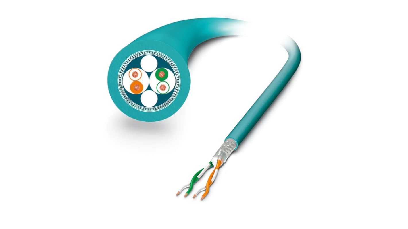 Cable Ethernet Cat5 SF/UTP Phoenix Contact de color Azul, long. 100m, funda de Poliuretano (PUR)