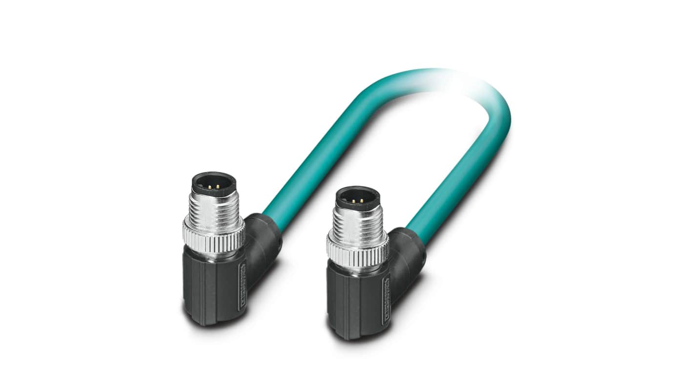 Phoenix ContactNBC-MR/ 0.5-94B/MR SCO US, 5m Cat5, Blue M12 to Male M12 Male Shielded, Terminated PUR Sheath