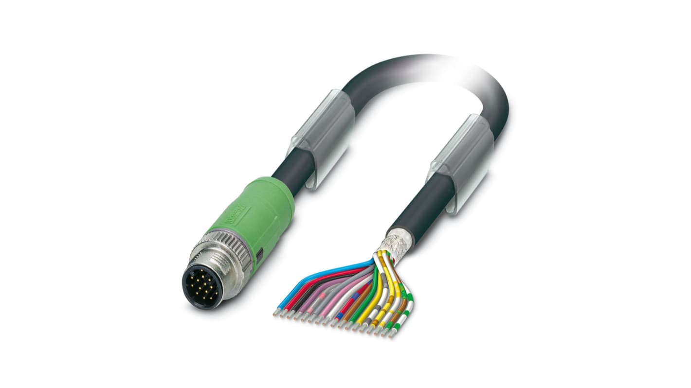 Phoenix Contact Straight Male 17 way M12 to Unterminated Sensor Actuator Cable, 10m