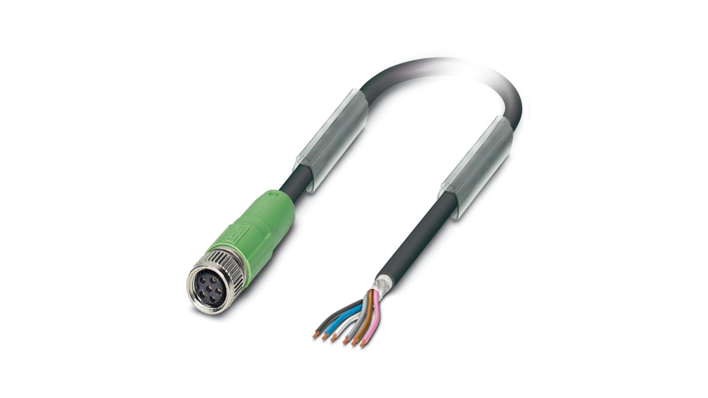 Phoenix Contact Right Angle Female 6 way M8 to Unterminated Sensor Actuator Cable, 1.5m