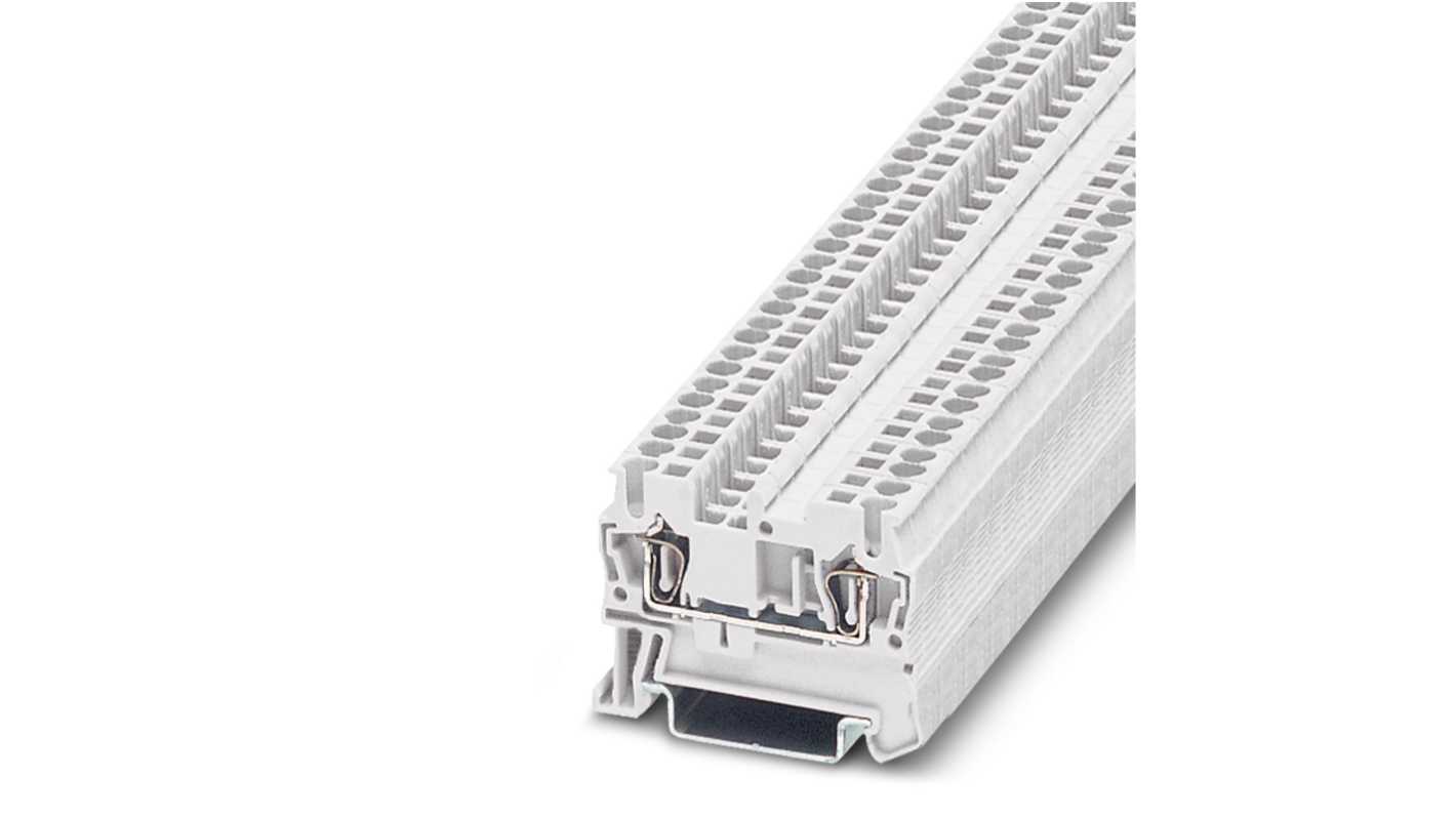 Phoenix Contact ST 2.5 WH Series White Feed Through Terminal Block, 2.5mm², Single-Level, Spring Clamp Termination