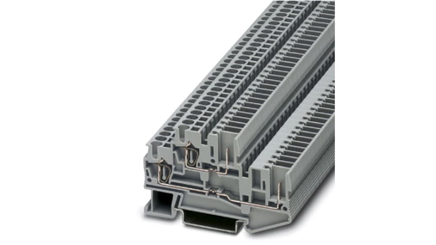 Phoenix Contact STTB 2.5/ 2P Series Grey Feed Through Terminal Block, 2.5mm², Double-Level, Spring Clamp Termination