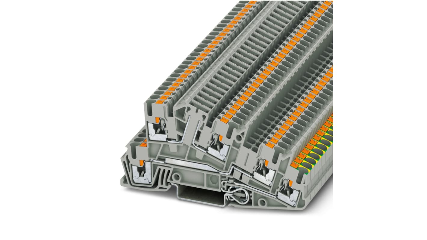 Phoenix Contact 3213960 PTI 2.5-PE/L/TG Series Grey, 4mm², Triple-Level, Push In Termination