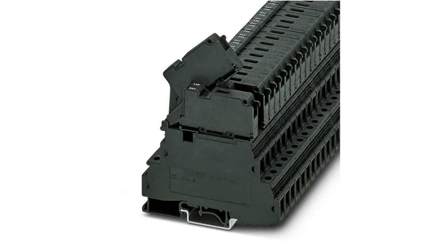 Phoenix Contact UKK 5-HESILED 24 (6.3X32) Series Black Non-Fused DIN Rail Terminal, Double-Level, Screw Termination