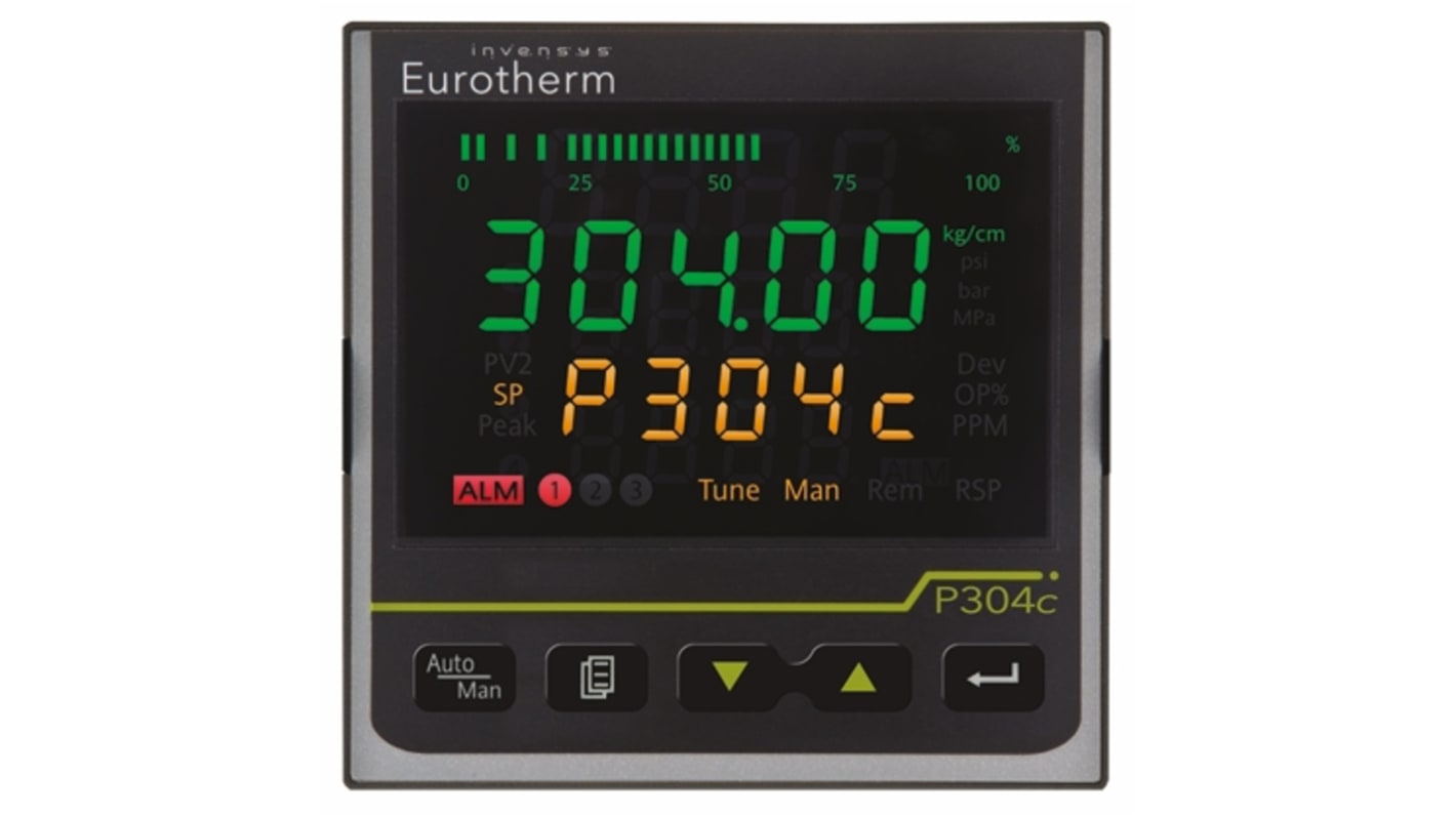 Eurotherm Piccolo P304 Massedruckregler, 3 x Analog, Relais Ausgang, 100 → 230 V ac, 92 x 92mm